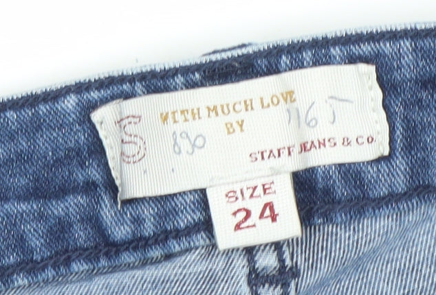 Staff Jeans & Co Womens Blue Skinny Slim Fit Distressed Jeans Size 24