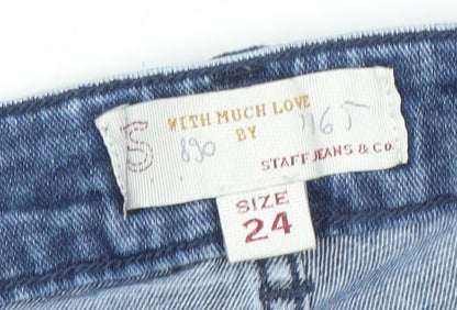 Staff Jeans & Co Womens Blue Skinny Slim Fit Distressed Jeans Size 24