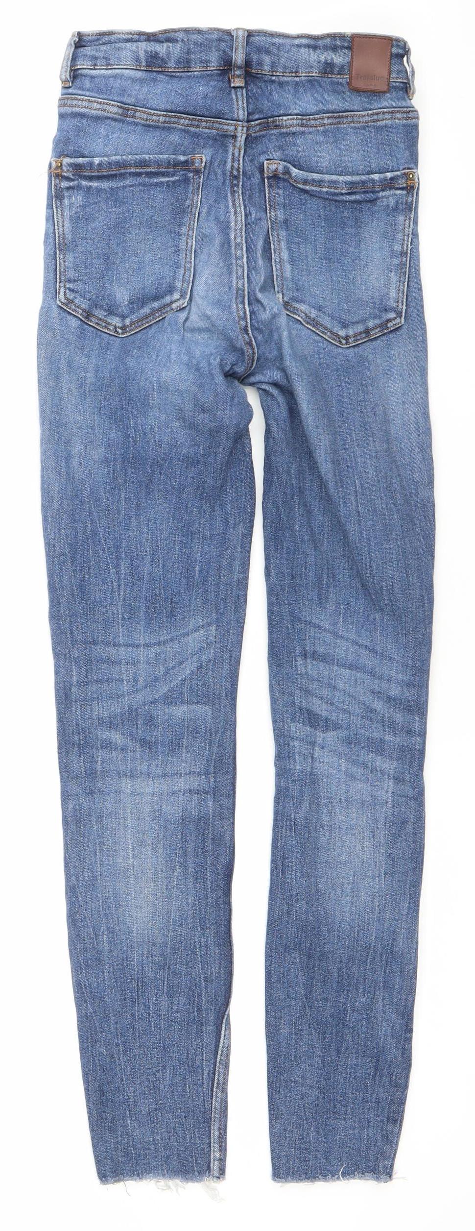 Zara Women’s Blue Skinny Distressed Jeans Size 10 Mid Rise