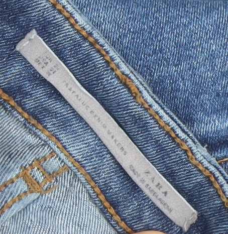 Zara Women’s Blue Skinny Distressed Jeans Size 10 Mid Rise