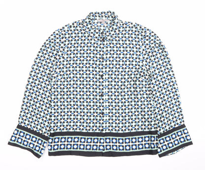 H&M Womens Multicoloured Geometric Button-Up Shirt Size 12 Long Sleeve Polyester
