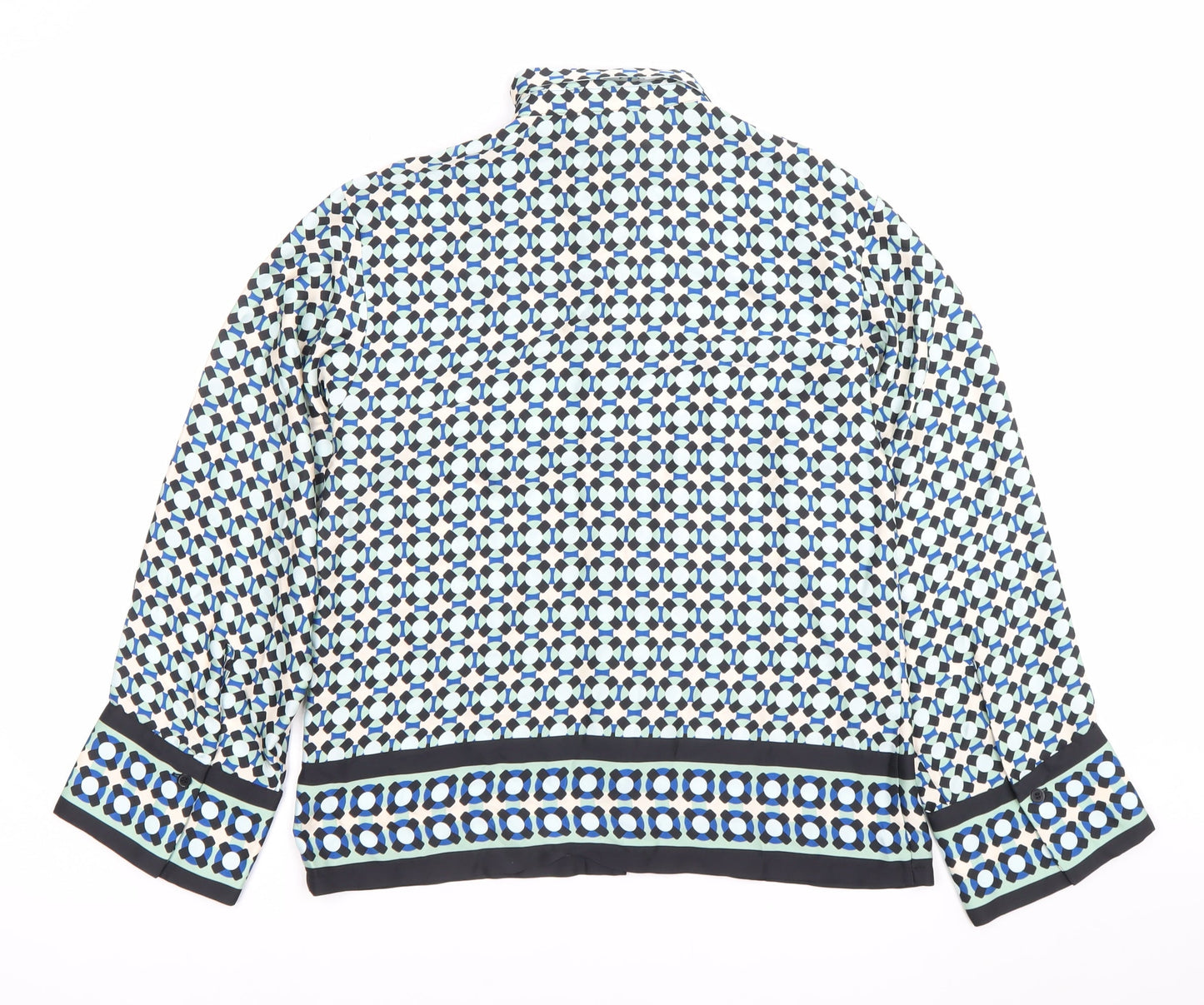 H&M Womens Multicoloured Geometric Button-Up Shirt Size 12 Long Sleeve Polyester