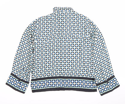 H&M Womens Multicoloured Geometric Button-Up Shirt Size 12 Long Sleeve Polyester