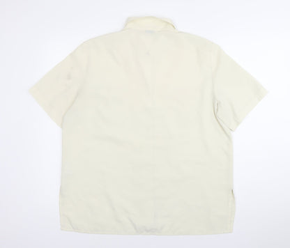 Barkertel Womens Ivory Button-Up Shirt Size 16 Short Sleeve Polyester