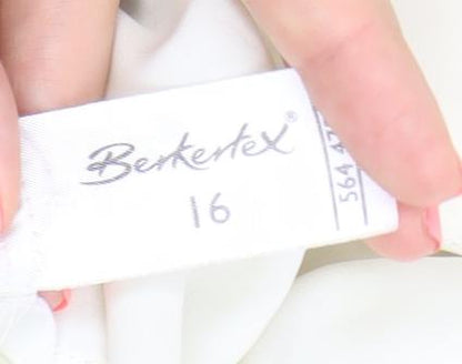 Barkertel Womens Ivory Button-Up Shirt Size 16 Short Sleeve Polyester