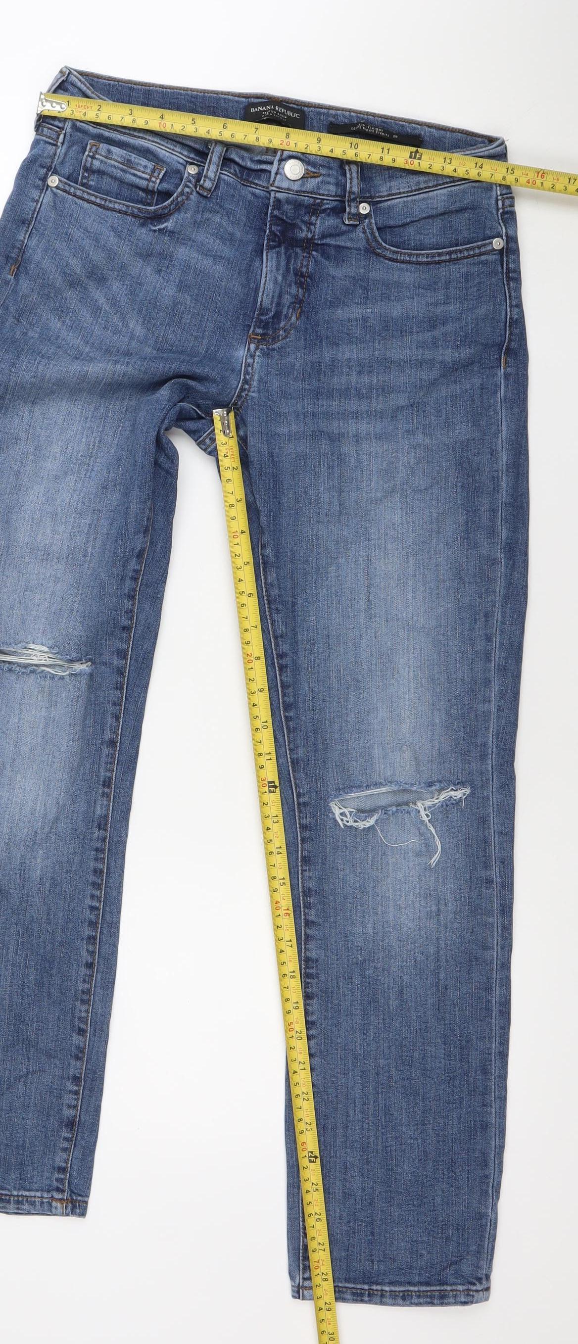 Banana Republic Womens Blue Straight Leg Jeans Size 29 Distressed