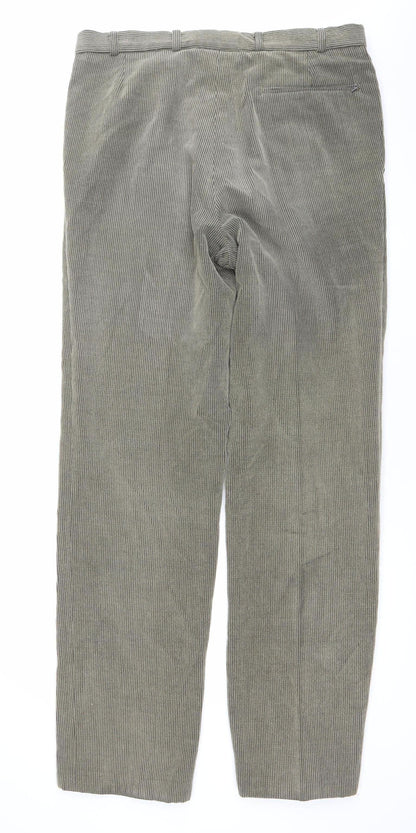 Trelana Men's Grey Corduroy Wool Blend Straight Leg Trousers S