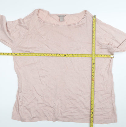 H&M Women's Pink 2XL Pullover Jumper Boat Neck Long Sleeve Knit