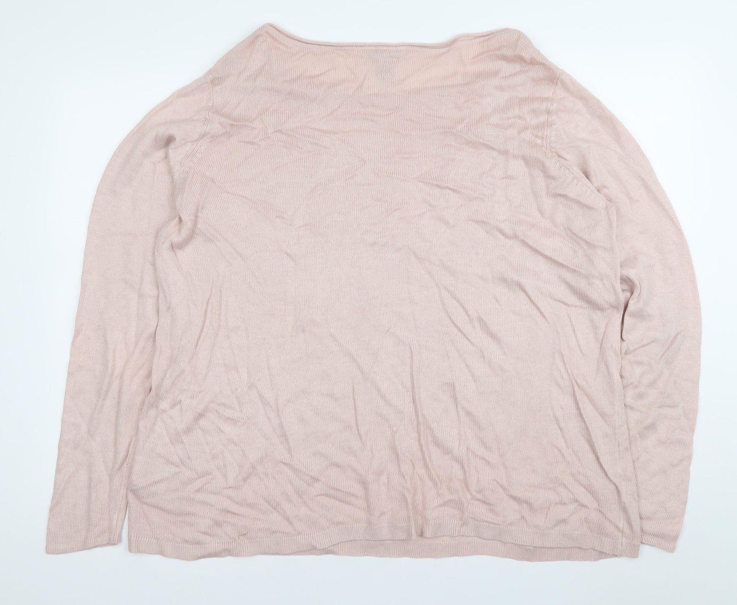 H&M Women's Pink 2XL Pullover Jumper Boat Neck Long Sleeve Knit