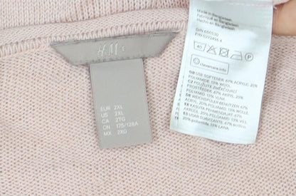 H&M Women's Pink 2XL Pullover Jumper Boat Neck Long Sleeve Knit