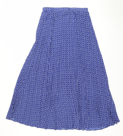 Next Women’s Blue Geometric Pleated Polyester Skirt Size 8