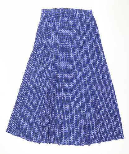 Next Women’s Blue Geometric Pleated Polyester Skirt Size 8
