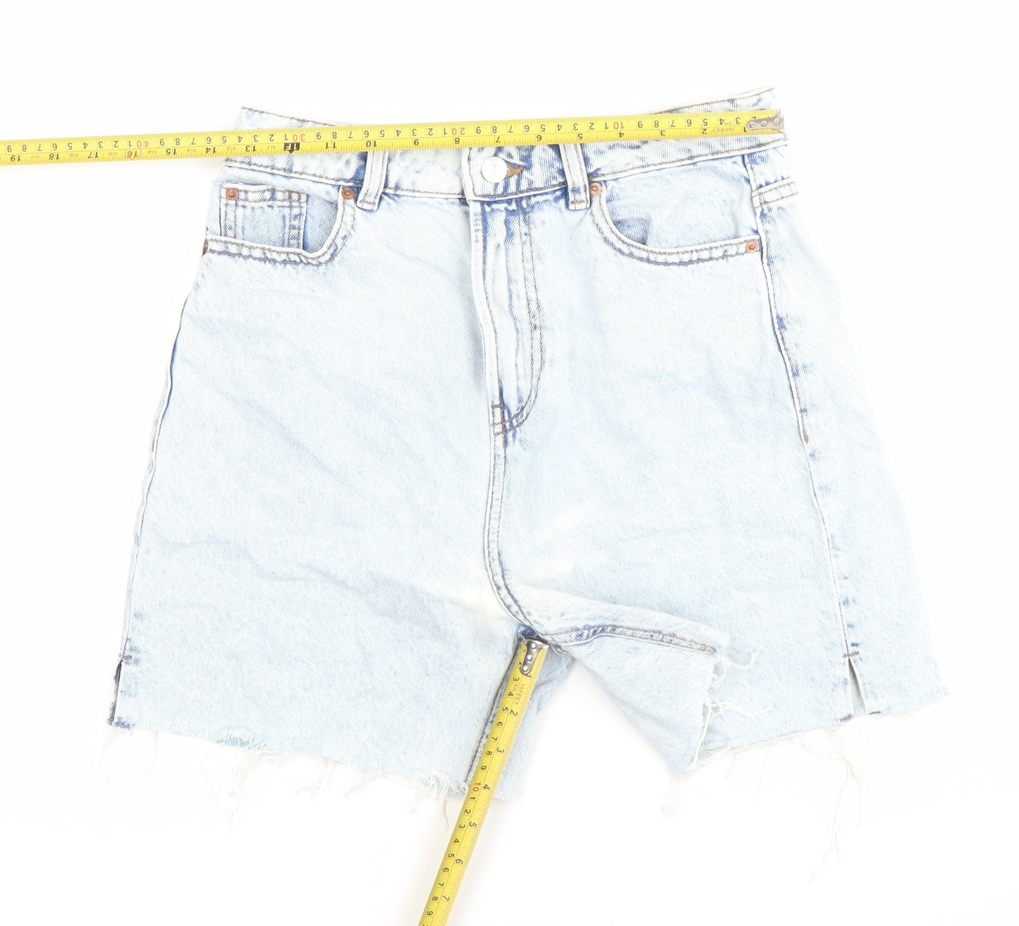 Denim Co. Womens Blue Size 8 High Rise Cut Off Denim Shorts
