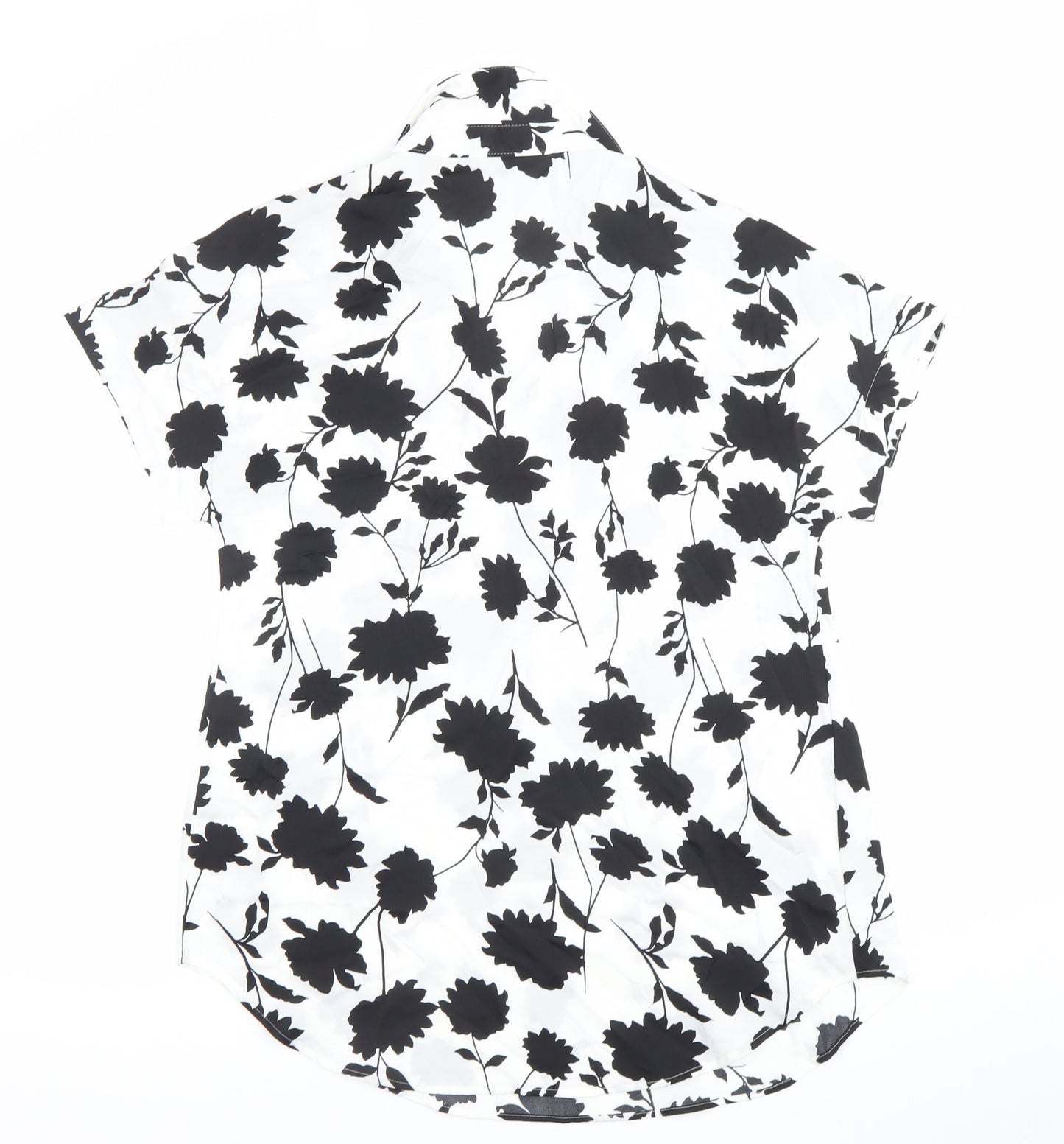 Marks and Spencer Women's Black White Floral Button-Up Shirt S