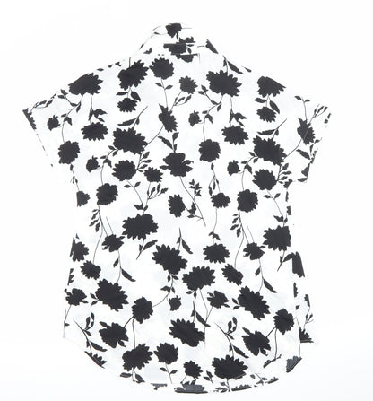 Marks and Spencer Women's Black White Floral Button-Up Shirt S