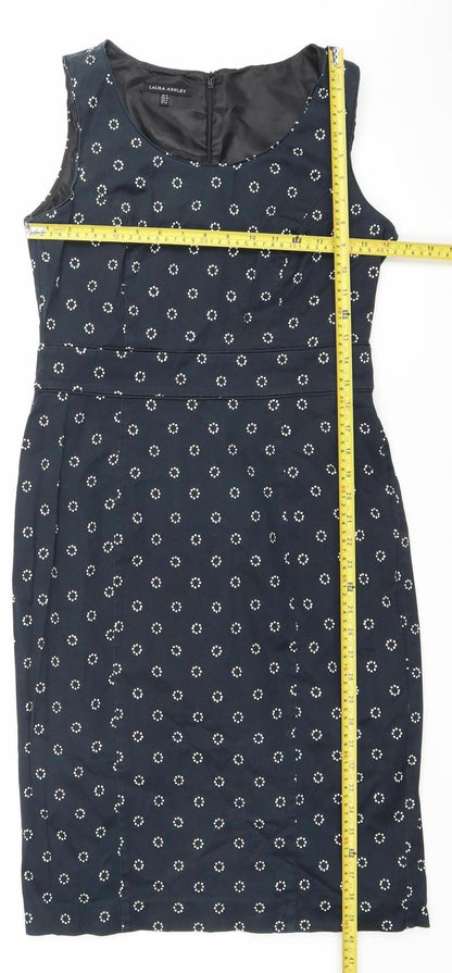 Laura Ashley Women’s Black Polka Dot Sleeveless Sheath Dress UK 12