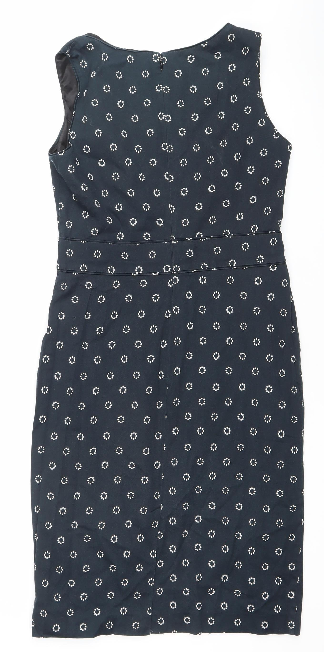 Laura Ashley Women’s Black Polka Dot Sleeveless Sheath Dress UK 12