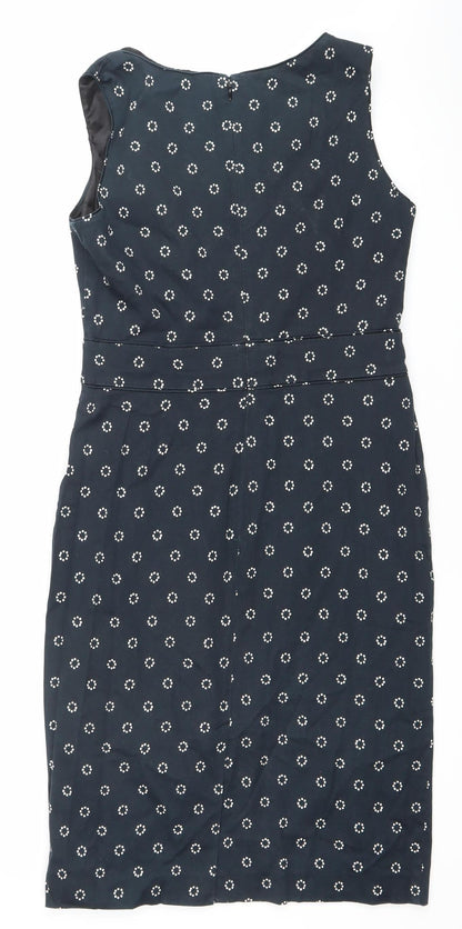 Laura Ashley Women’s Black Polka Dot Sleeveless Sheath Dress UK 12
