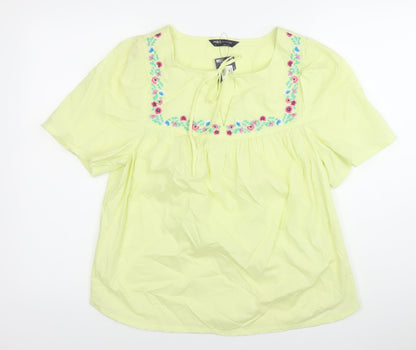 Marks and Spencer Womens Yellow Embroidered Tunic Blouse Size 8