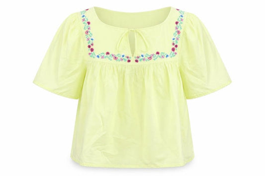 Marks and Spencer Womens Yellow Embroidered Tunic Blouse Size 8
