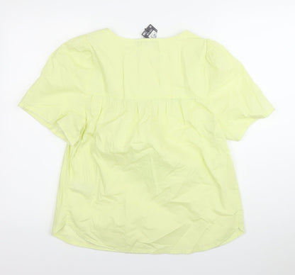 Marks and Spencer Womens Yellow Embroidered Tunic Blouse Size 8