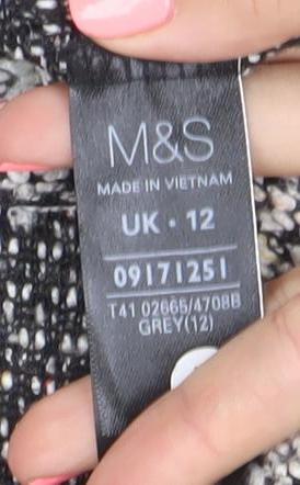 Marks and Spencer Womens Grey Bouclé Blazer Jacket Size 12