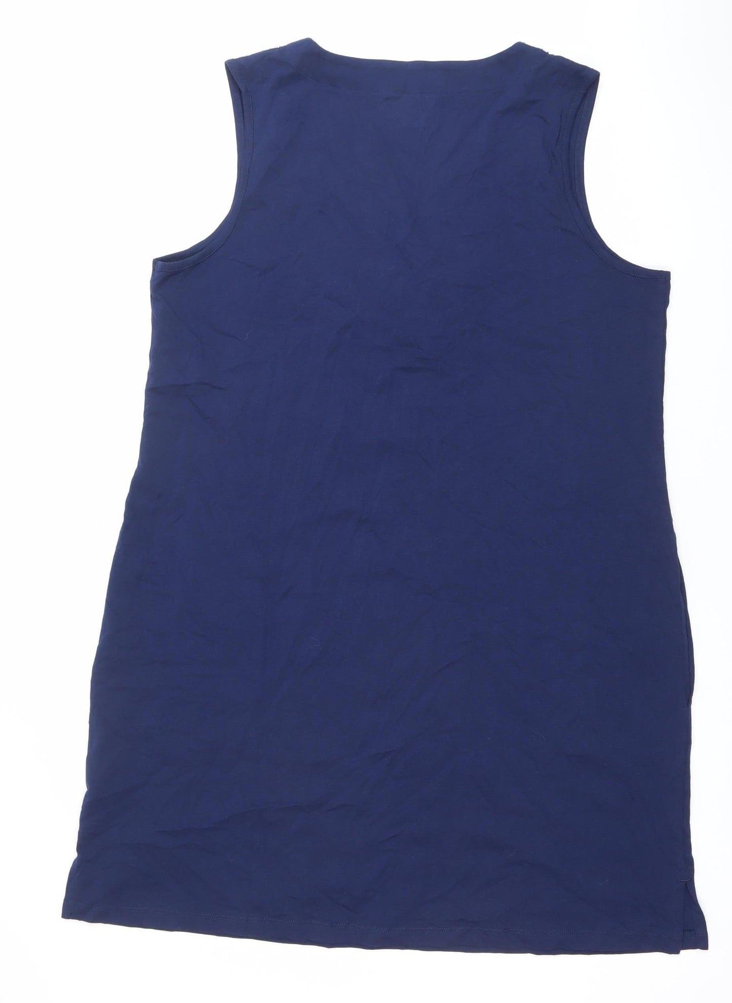 Lands' End Women’s Blue XL Cotton Tank Top with Crochet Detail