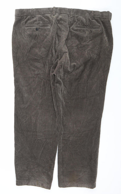 Marks and Spencer Men's Brown Corduroy Regular Fit Trousers 42x29