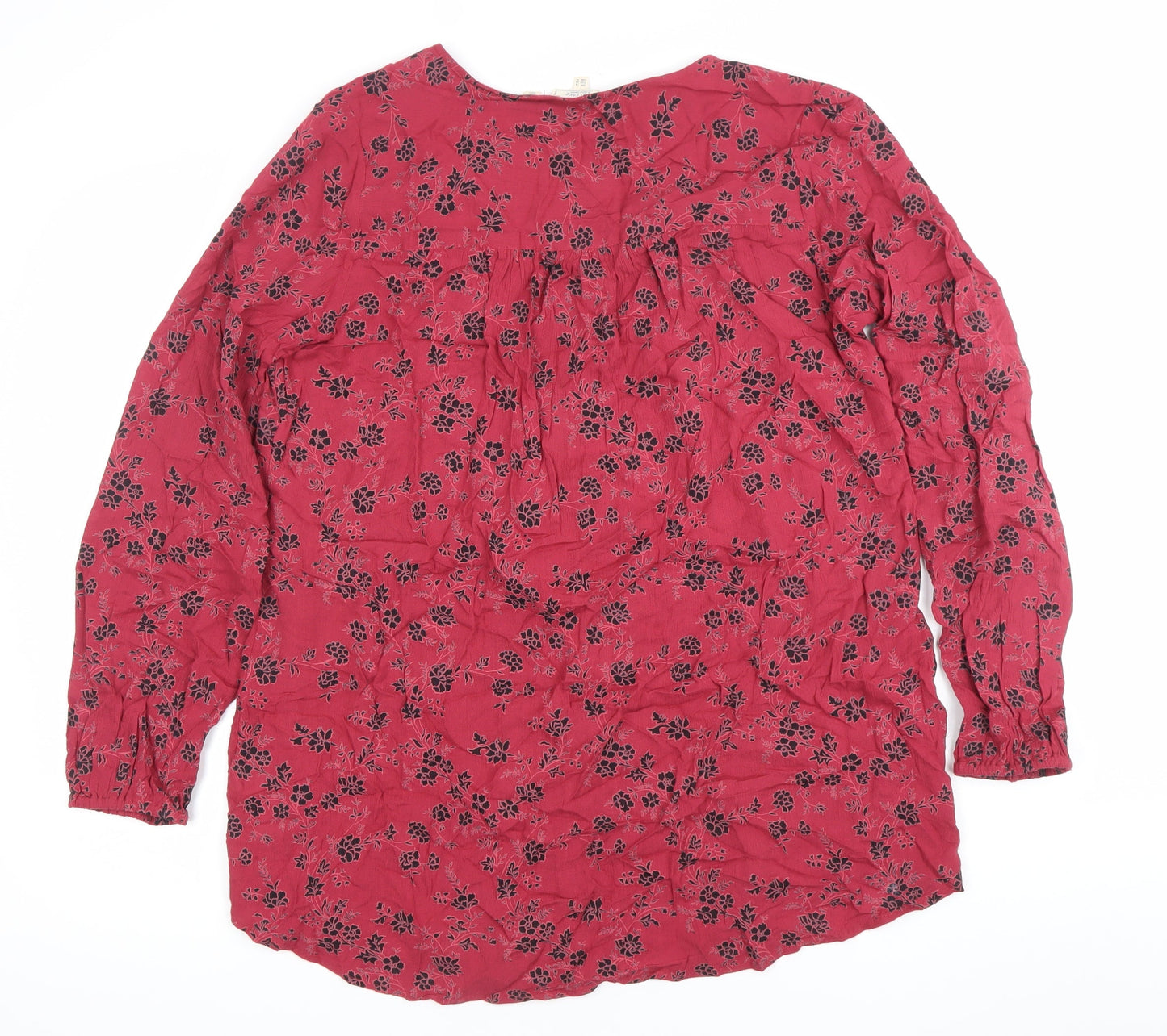 Fat Face Women's Red Floral Shift Dress Size 16 Long Sleeve Casual