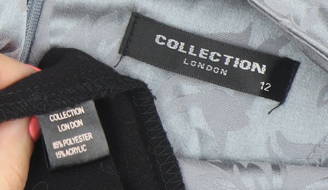 Collection London Women’s Grey Black Sheath Dress Size 12 Formal Workwear