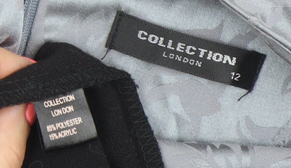 Collection London Women’s Grey Black Sheath Dress Size 12 Formal Workwear