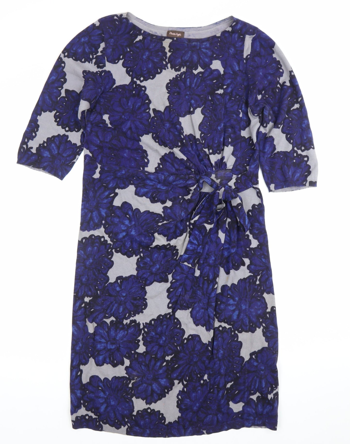 Phase Eight Womens Blue Floral Cotton Sheath Dress Size 12