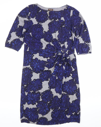 Phase Eight Womens Blue Floral Cotton Sheath Dress Size 12
