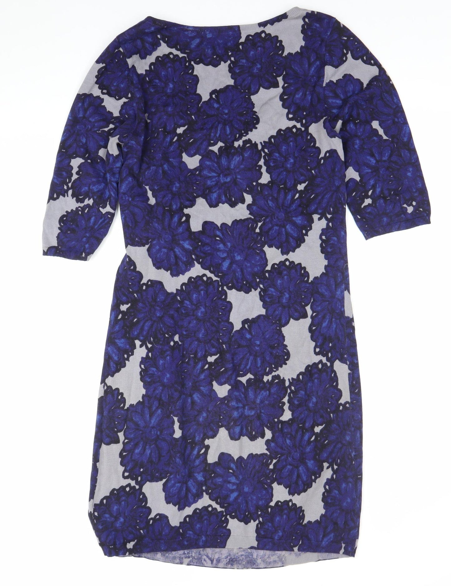 Phase Eight Womens Blue Floral Cotton Sheath Dress Size 12
