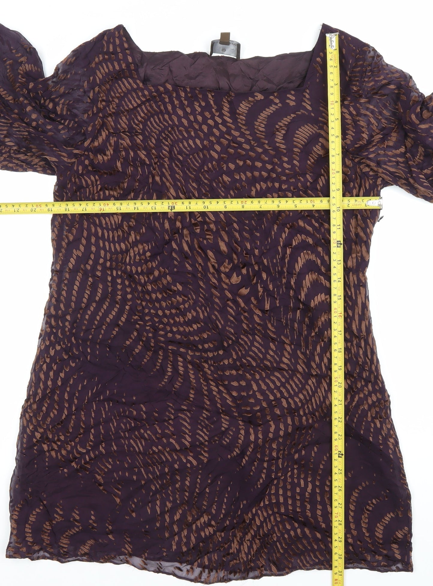 Fenn Wright Manson Women’s Purple Brown Silk Viscose Shift Dress Size 16