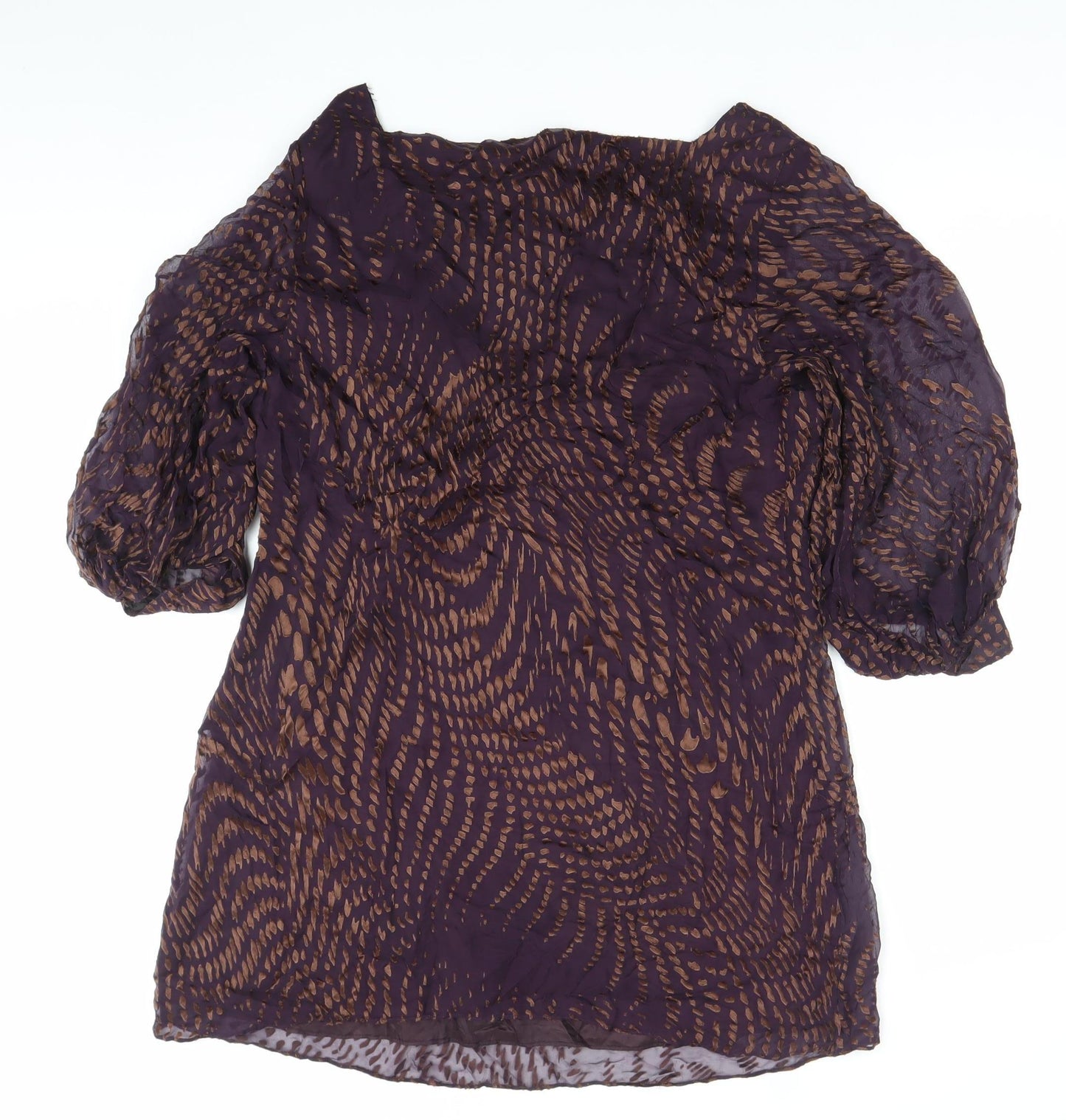 Fenn Wright Manson Women’s Purple Brown Silk Viscose Shift Dress Size 16