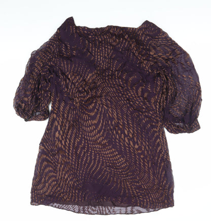 Fenn Wright Manson Women’s Purple Brown Silk Viscose Shift Dress Size 16