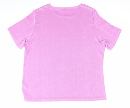 Damart Women’s Pink Short Sleeve Crew Neck Basic T-Shirt Size L