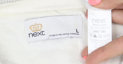 Next Mens Grey Cotton Henley Jumper Size L V-Neck Knitwear