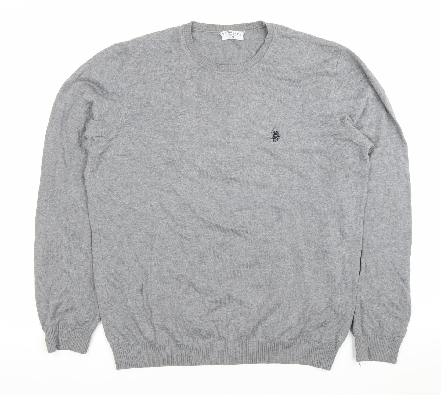 U.S. Polo Assn. Men’s Grey Cotton Crew Neck Pullover Jumper M