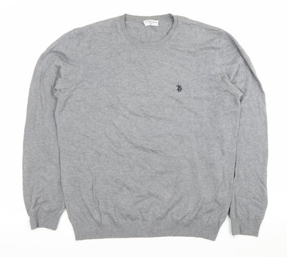U.S. Polo Assn. Men’s Grey Cotton Crew Neck Pullover Jumper M