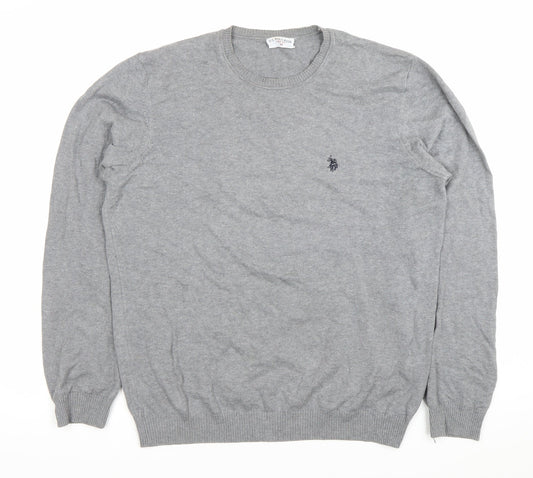 U.S. Polo Assn. Men’s Grey Cotton Crew Neck Pullover Jumper M