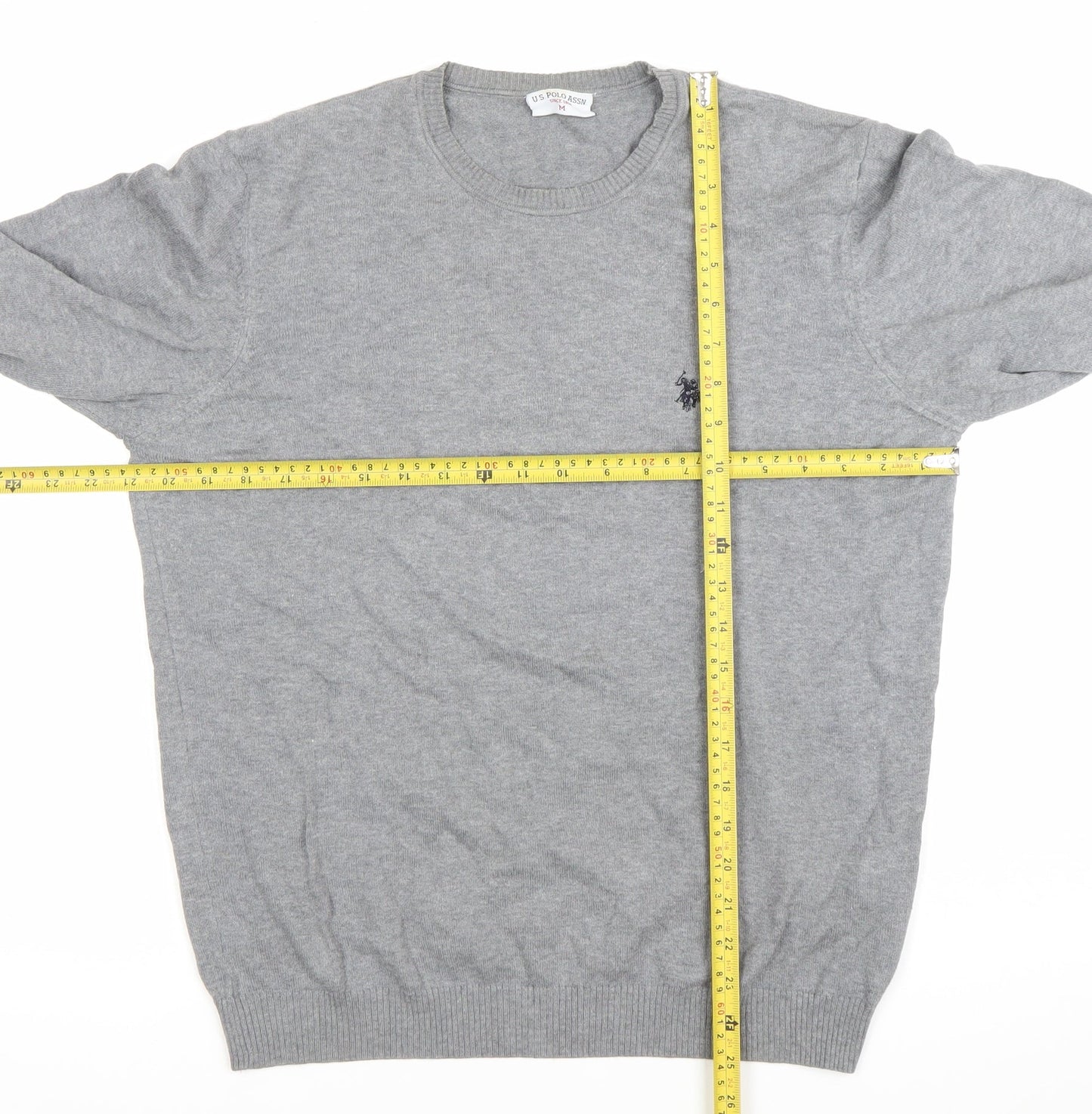 U.S. Polo Assn. Men’s Grey Cotton Crew Neck Pullover Jumper M