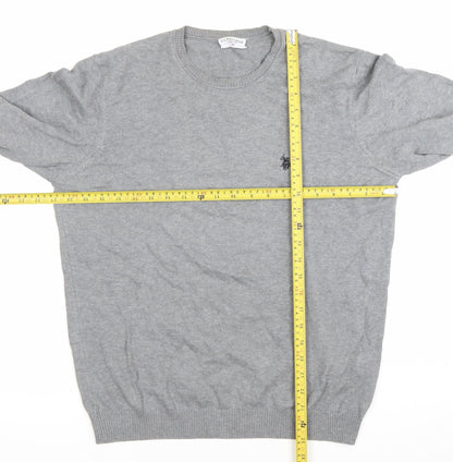 U.S. Polo Assn. Men’s Grey Cotton Crew Neck Pullover Jumper M