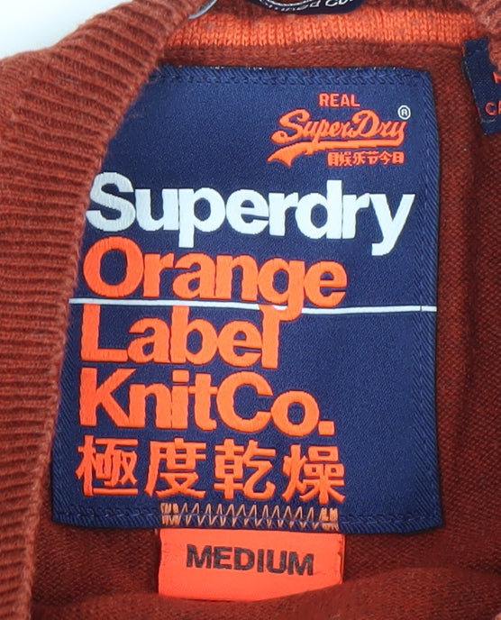 Superdry Mens Red Medium Crew Neck Cotton Pullover Jumper
