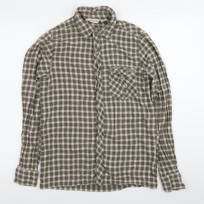 Regatta Mens Green Checked Cotton Button-Up Shirt Size S