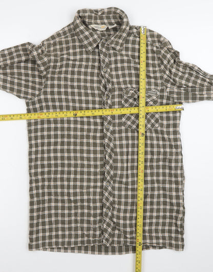Regatta Mens Green Checked Cotton Button-Up Shirt Size S