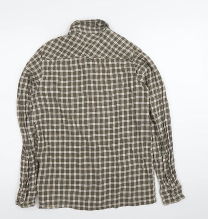 Regatta Mens Green Checked Cotton Button-Up Shirt Size S