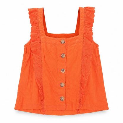 Next Women’s Orange Cotton Ruffle Button Blouse UK 10