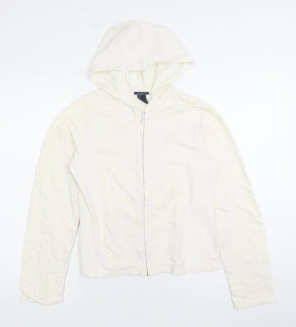 GAP Womens White 2XL Full Zip Hoodie Cotton Stretch Casual
